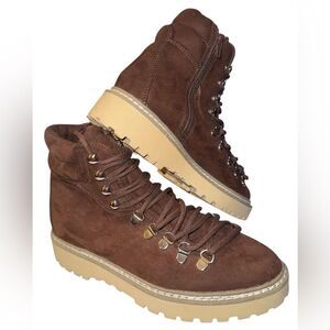 Madden Girl Tipper Brown Faux Suede Lace-Up Hiking Boots With Lug Sole Size 7.5
